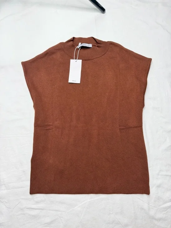 MANGO SHORT-SLEEVED FINE-KNIT SWEATER NWT size L - Picture 4 of 8